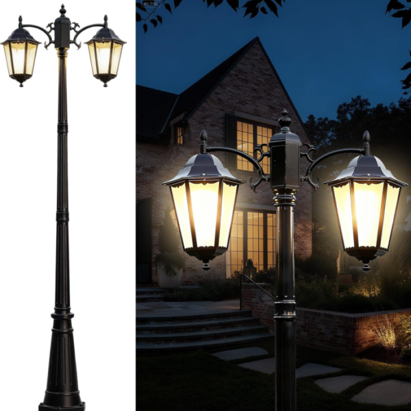 Dual-Head Waterproof Die-Cast Aluminum Vintage Courtyard Light