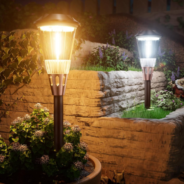 2-in-1 Cool/Warm Light Solar Waterproof Stake Light