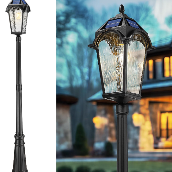 Aluminum Alloy Solar Post Light with Remote Control & Dusk Sensor