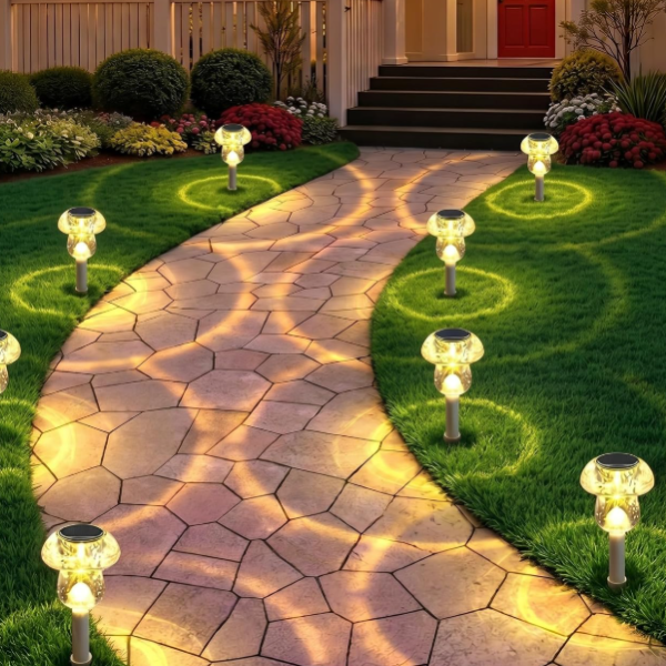 Mushroom-Shaped Warm Light Solar Garden Stake Light